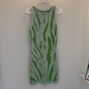 Green and Light Green Patterned Sleeveless Dress